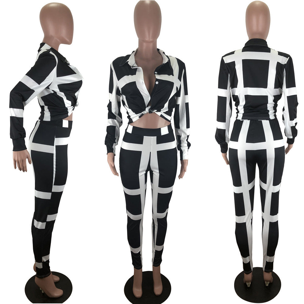 Women's striped clothes suit