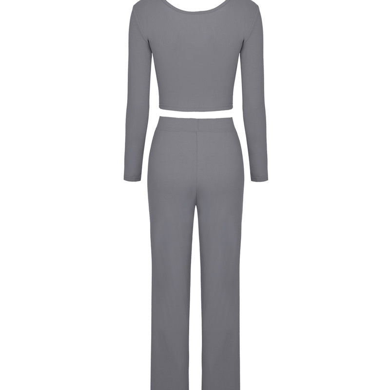 Fashion Suit Solid Color Casual Two-Piece Suit