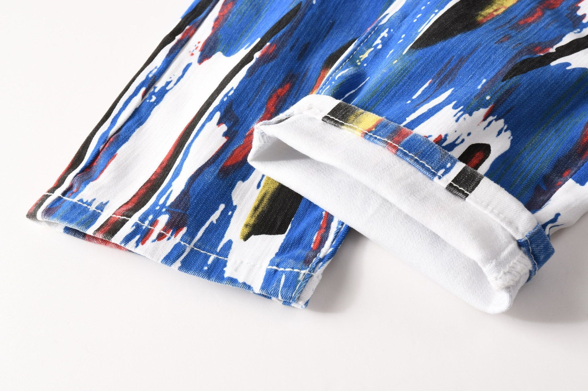 Multi-Color Wicker Stitching Color Stretch Slim-Fit Men's Small Straight Jeans For Men