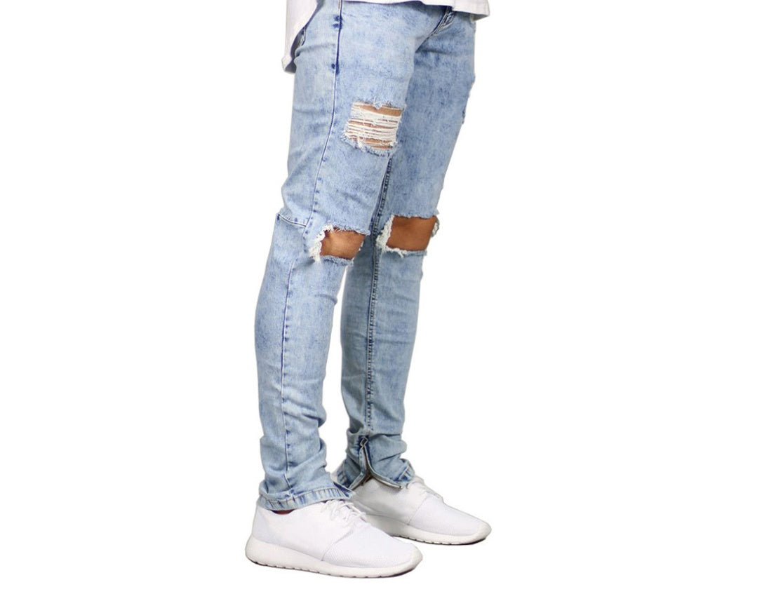 Shredded fashion men's Slim men's jeans