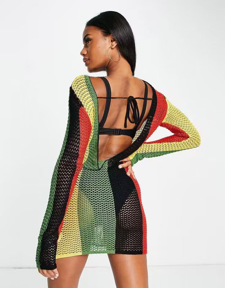 Women's Beach Hollow-out Long-sleeved Holiday Backless Sweater