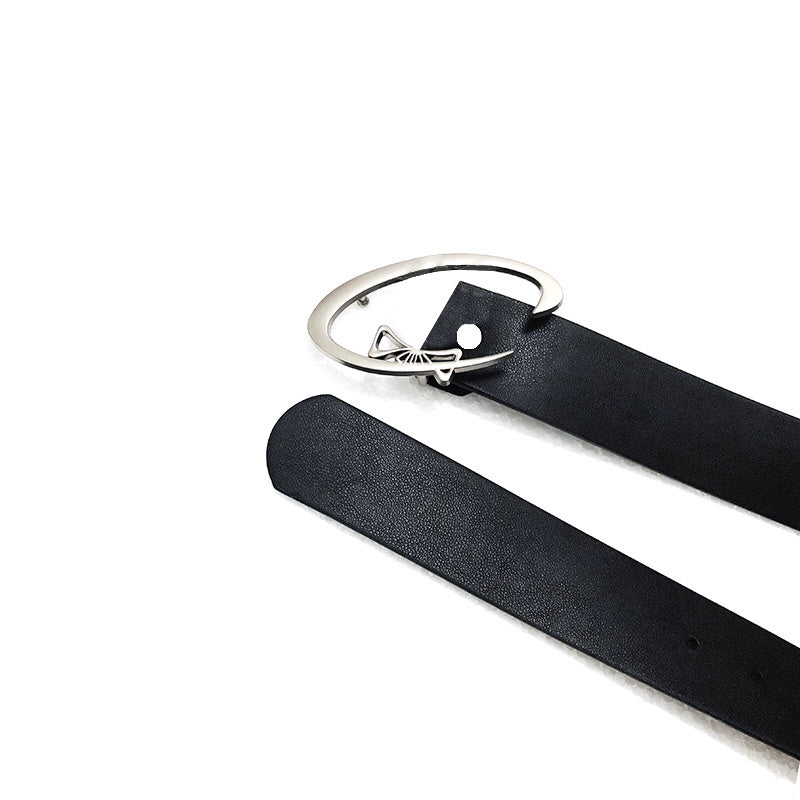 Black PU Leather Simple All-match Metal Buckle Belt