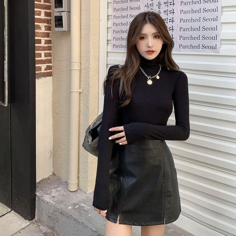 Women's Thick Brushed Warmth Slim High Neck Bottoming Shirt