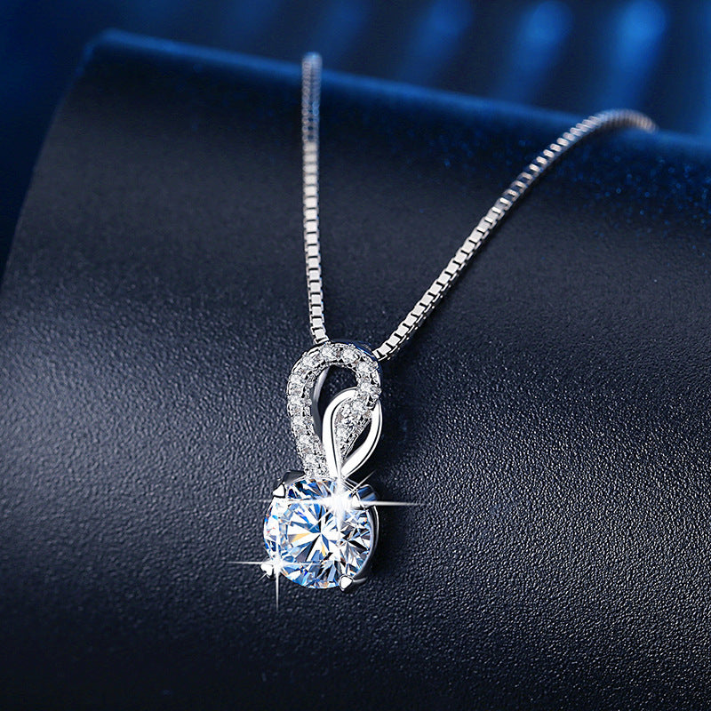 Double Love Pendant Moissanite Four Prong Necklace
