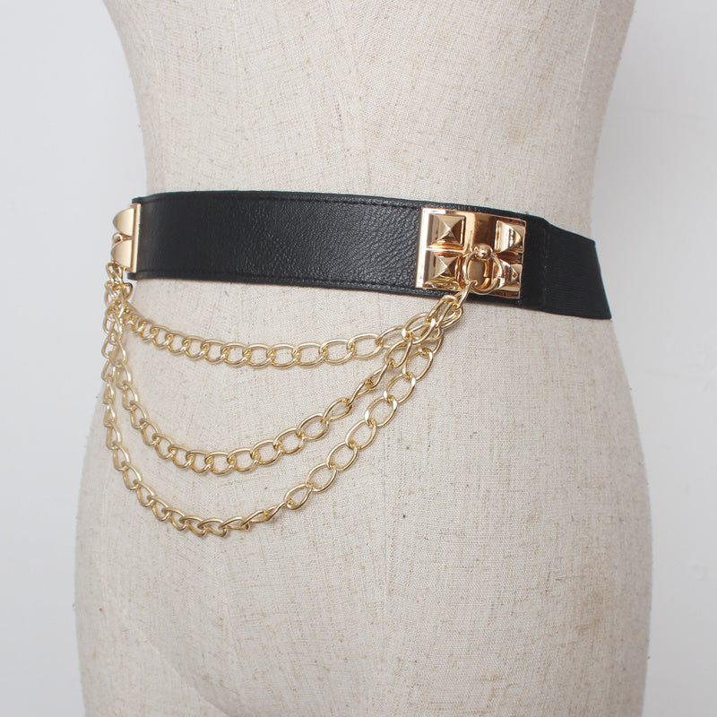 Black Multilayer Iron Chain Belt Belt Waist Belt Waist Chain Girdle