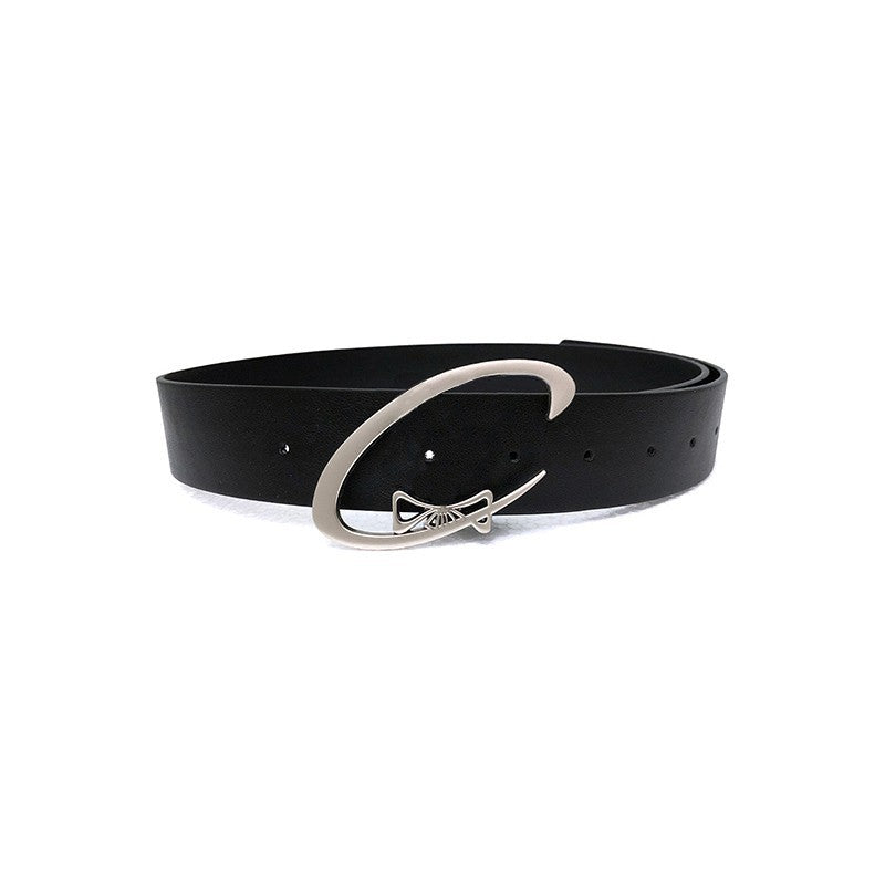 Black PU Leather Simple All-match Metal Buckle Belt