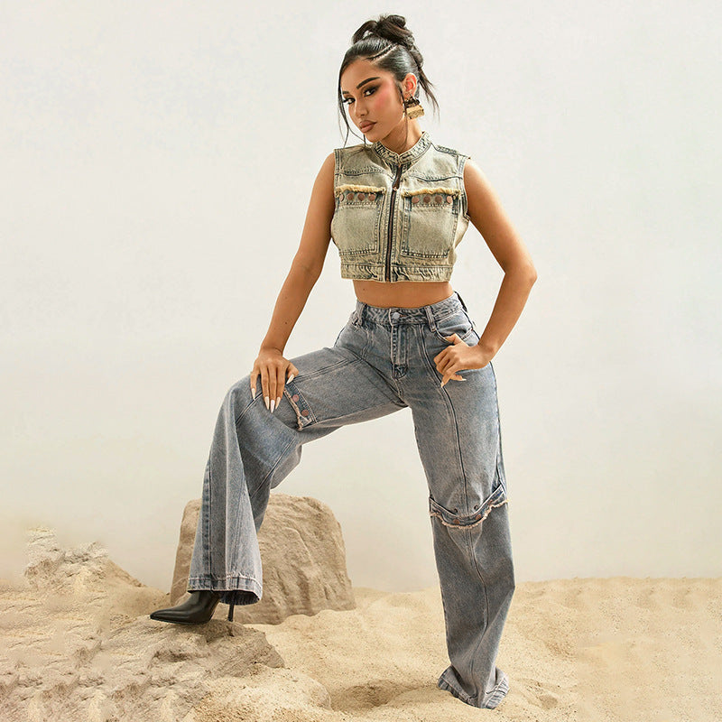 Baggy Wide Leg Jeans Women Vintage Streetwear Washed Denim Pants Grunge Basic Slouchy Trousers