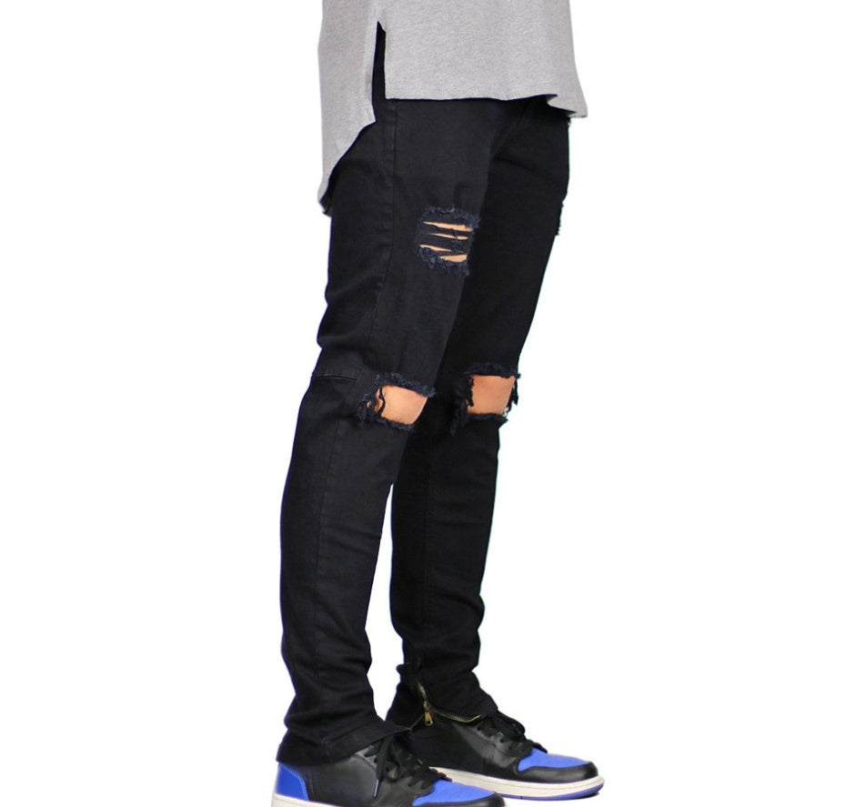 Shredded fashion men's Slim men's jeans