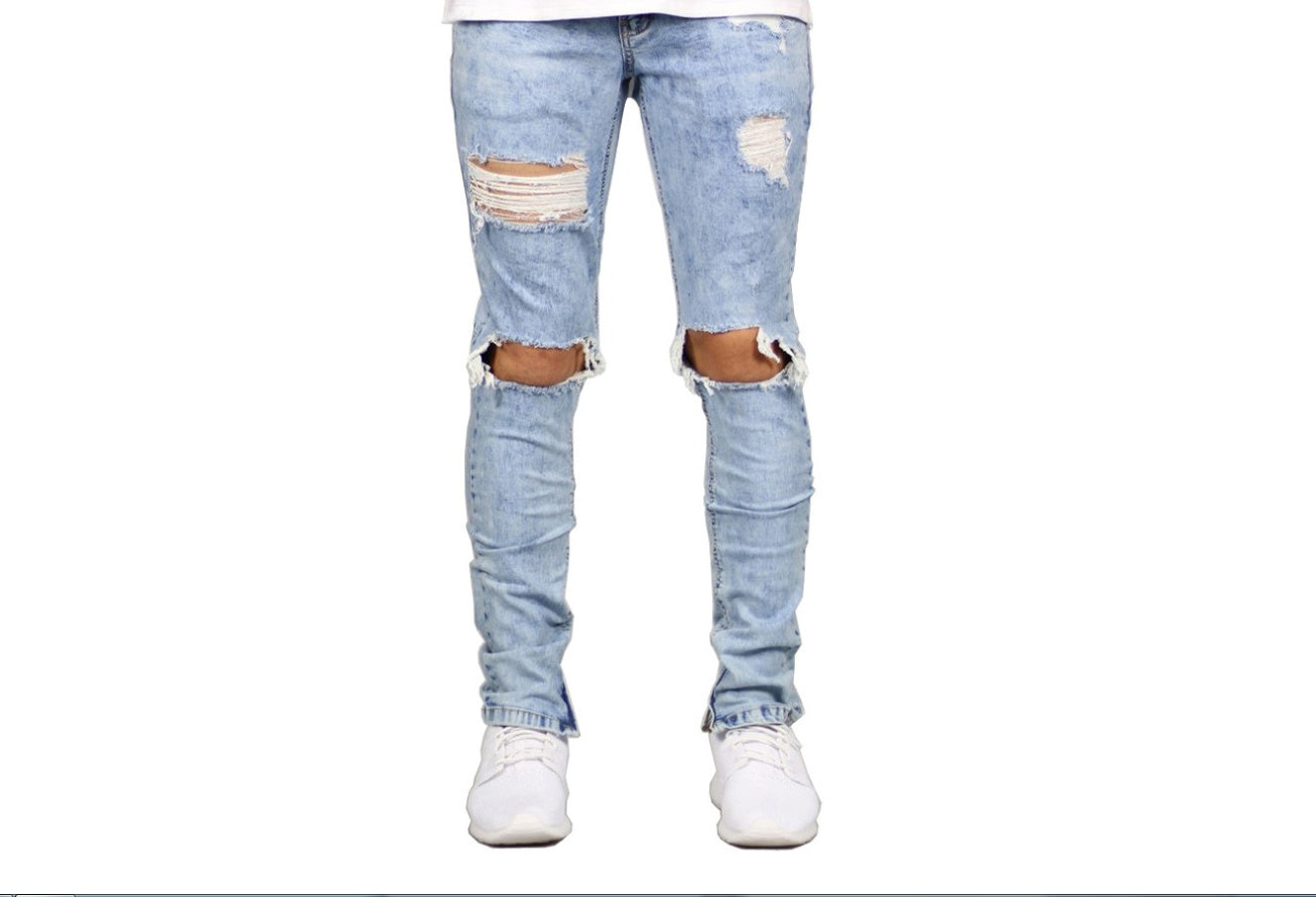 Shredded fashion men's Slim men's jeans