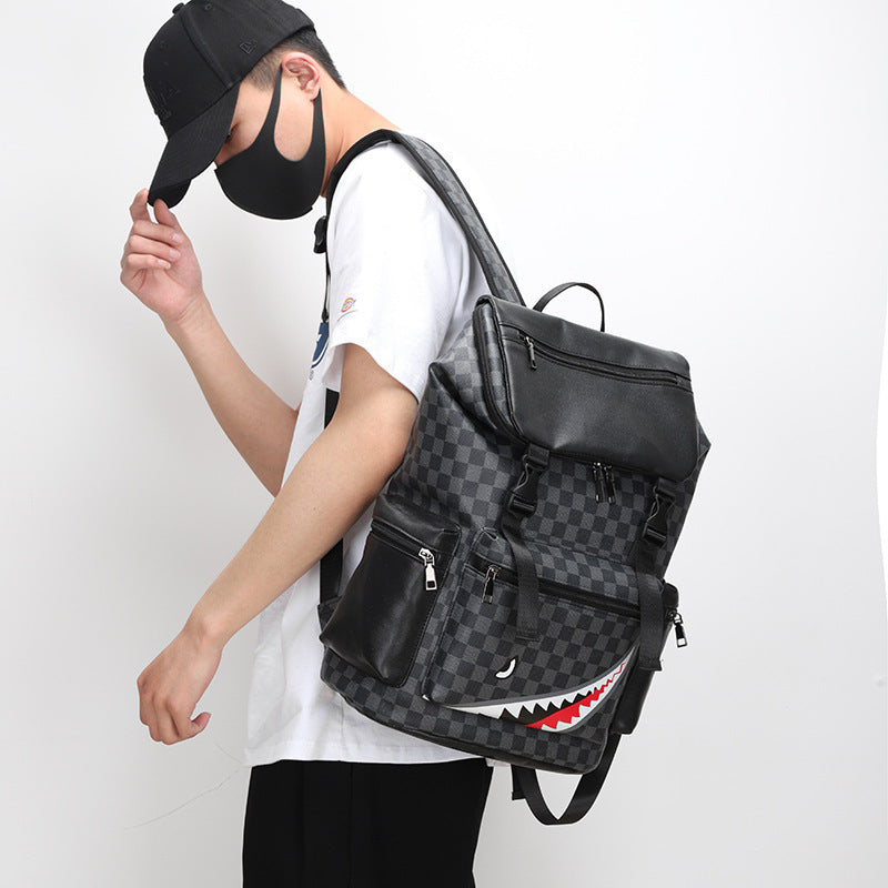 Casual Checkered Printed Large Capacity Backpack