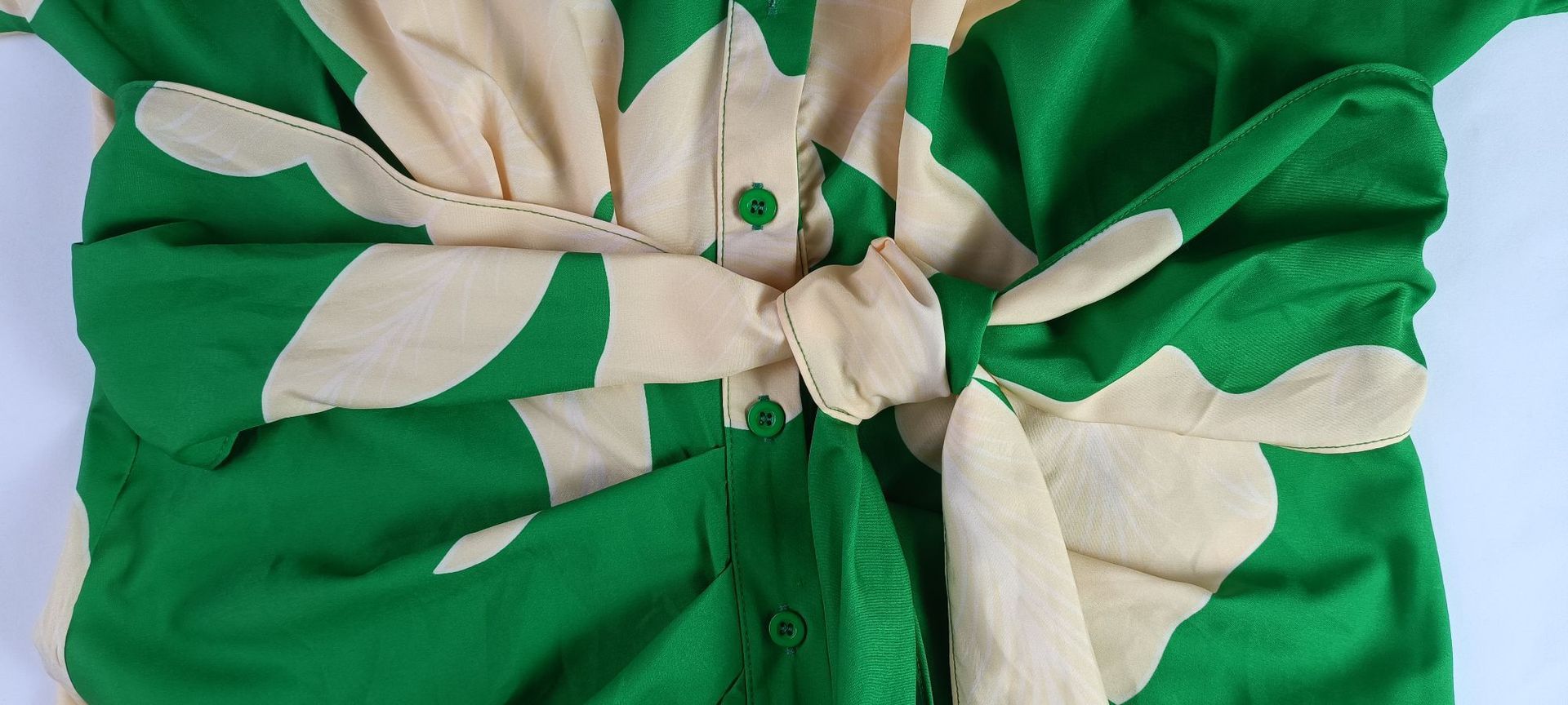 Women's Temperament Printed Lapel Short Sleeve High-waist Blouse Dress