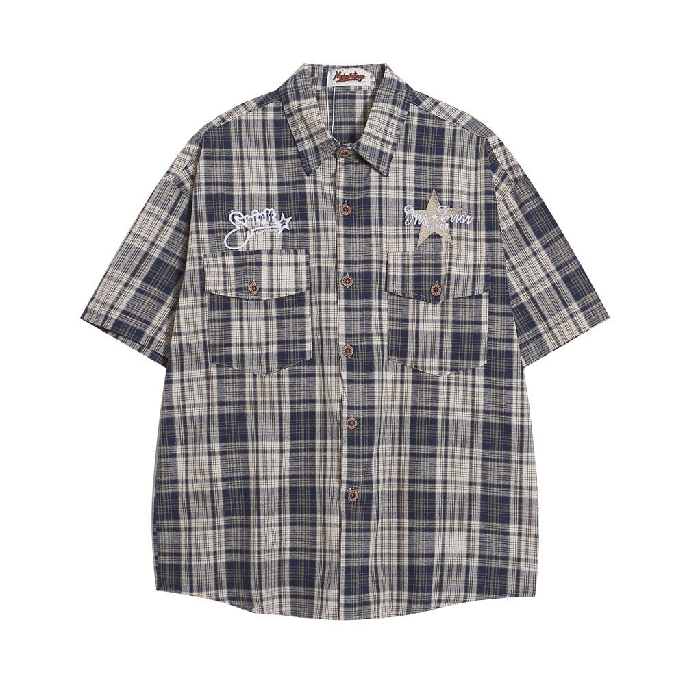 Casual Short Sleeve Plaid Shirt Men