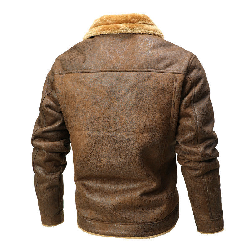 Men's Autumn And Winter New Fur Lapel Slim Fit Warm Coat