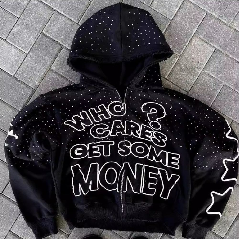 High Street Dark Style Letter Print Hoodie