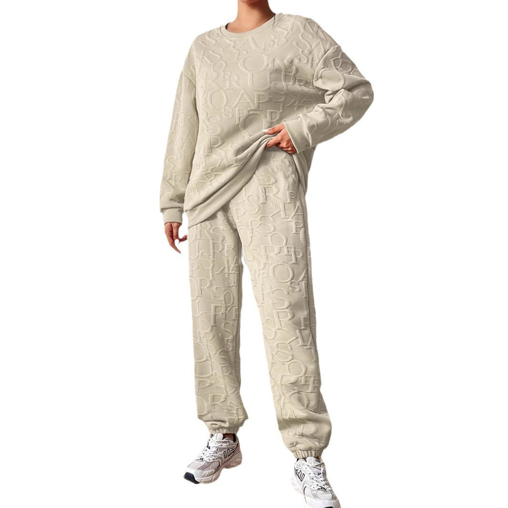 Round Neck Knitted Fashionable Letter Sweater Suit Women