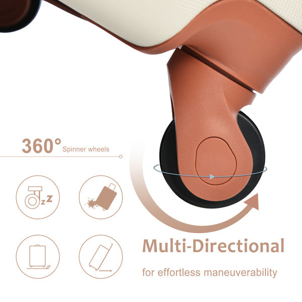 Hardshell Luggage Sets 3 Piece Carry-on Suitcases With Wheels, TSA Lock For Men Women-White