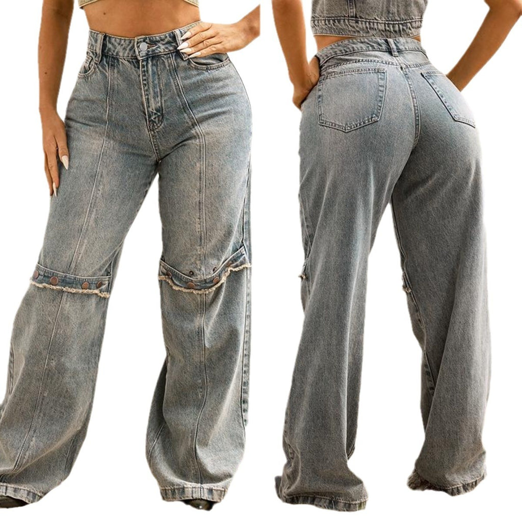Baggy Wide Leg Jeans Women Vintage Streetwear Washed Denim Pants Grunge Basic Slouchy Trousers