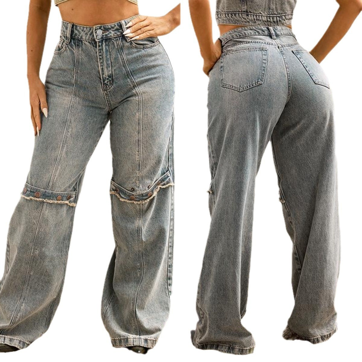 Baggy Wide Leg Jeans Women Vintage Streetwear Washed Denim Pants Grunge Basic Slouchy Trousers