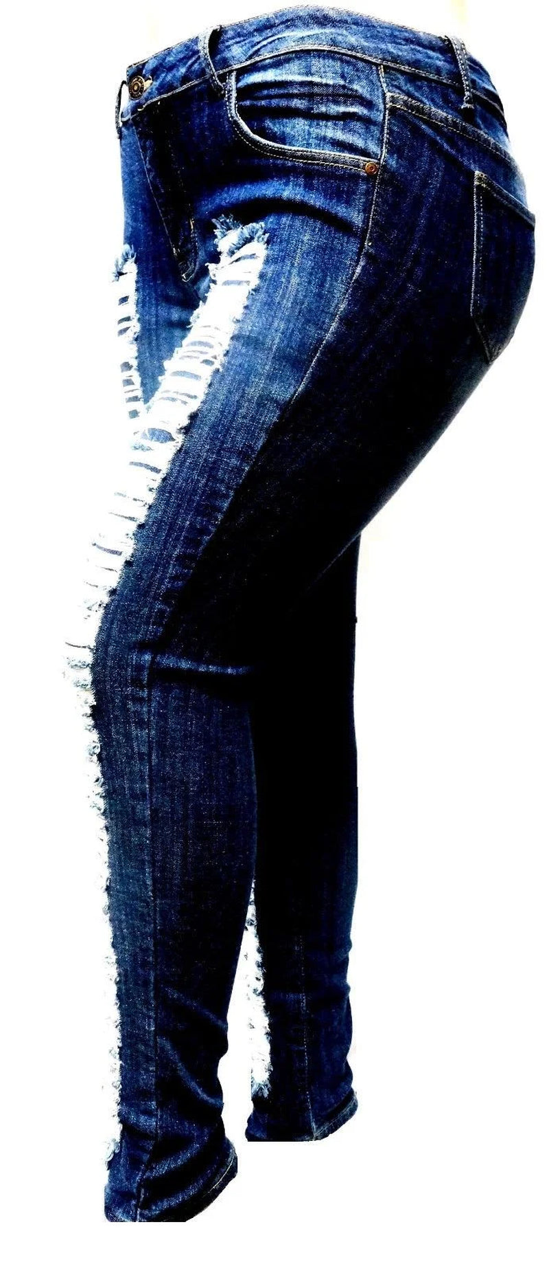 WOMENS plus SIZE Stretch Distressed Ripped BLUE SKINNY DENIM JEANS PANTS (JD-SPBB-N629-R)