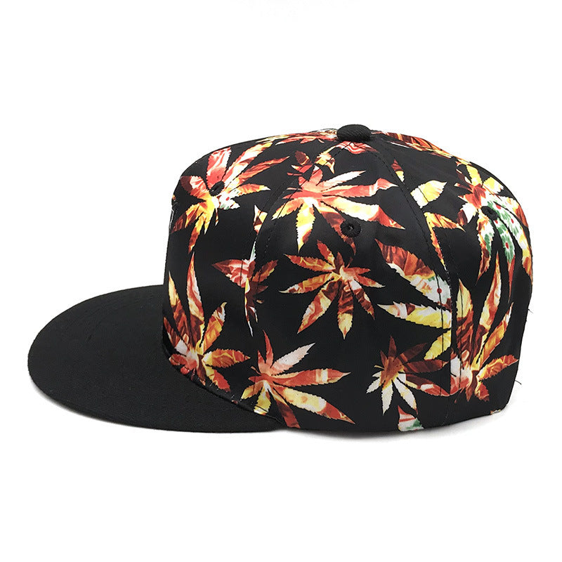 Maple Leaf Floral Fabric Embroidery Hundred Baseball Cap