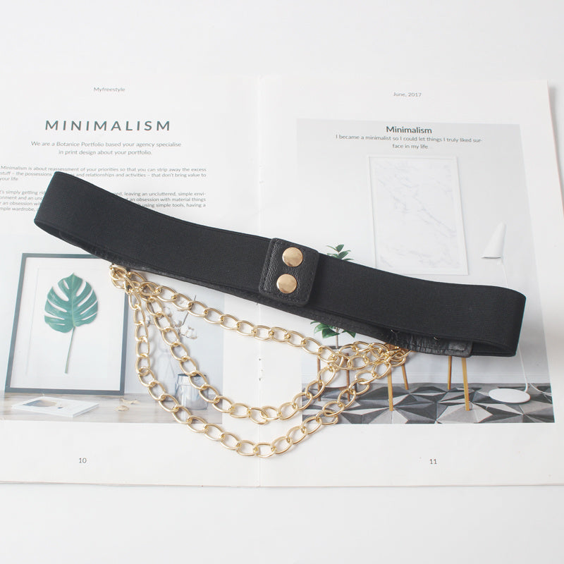 Black Multilayer Iron Chain Belt Belt Waist Belt Waist Chain Girdle