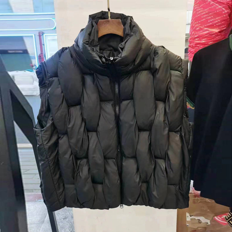 Fried Street Stand Collar Down Women's Cotton Vest