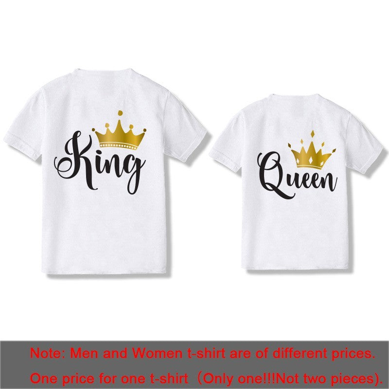 KING QUEEN Couple Men And Women Short Sleeve