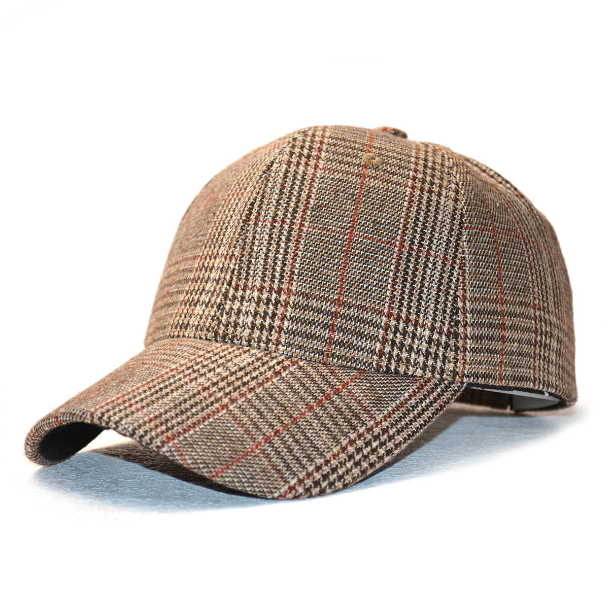 Vintage Bird Plaid Blended Knitted Baseball Cap