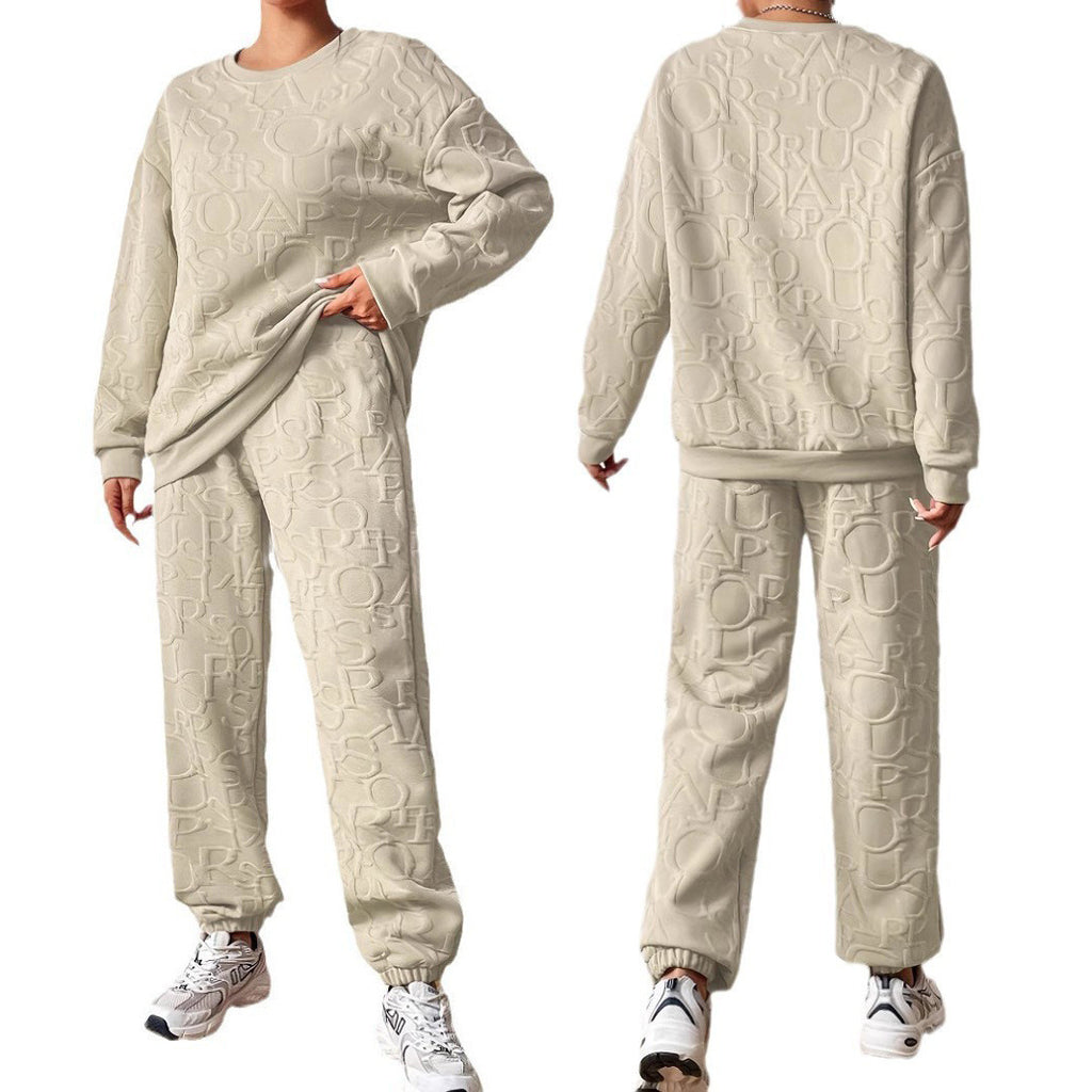 Round Neck Knitted Fashionable Letter Sweater Suit Women