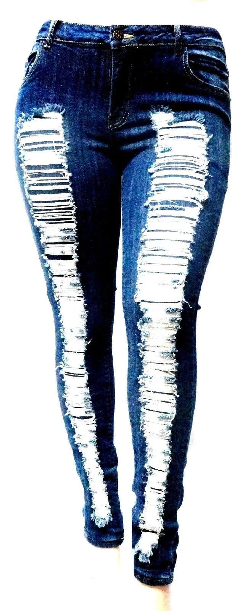 WOMENS plus SIZE Stretch Distressed Ripped BLUE SKINNY DENIM JEANS PANTS (JD-SPBB-N629-R)