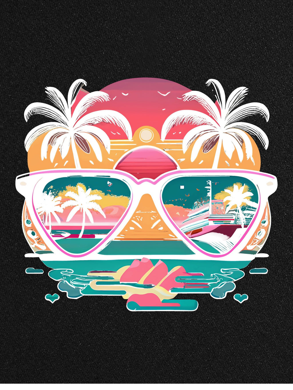 Coconut Tree Sunglasses Print, Men's Round Neck Short Sleeved Shirt, Casual And Comfortable Breathable Top For Spring And Summer Vacation, Men's Casual Vacation As A Gift