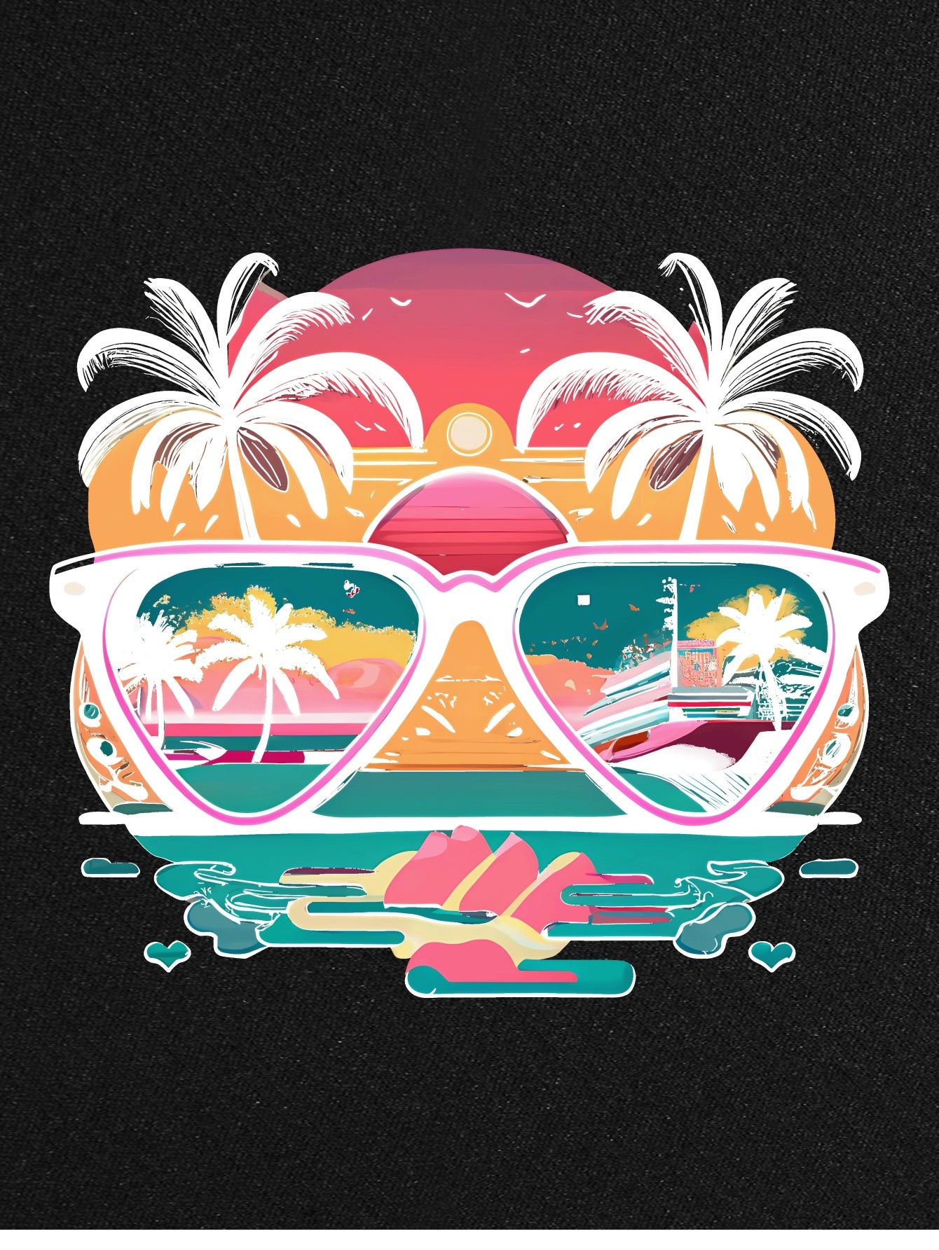 Coconut Tree Sunglasses Print, Men's Round Neck Short Sleeved Shirt, Casual And Comfortable Breathable Top For Spring And Summer Vacation, Men's Casual Vacation As A Gift