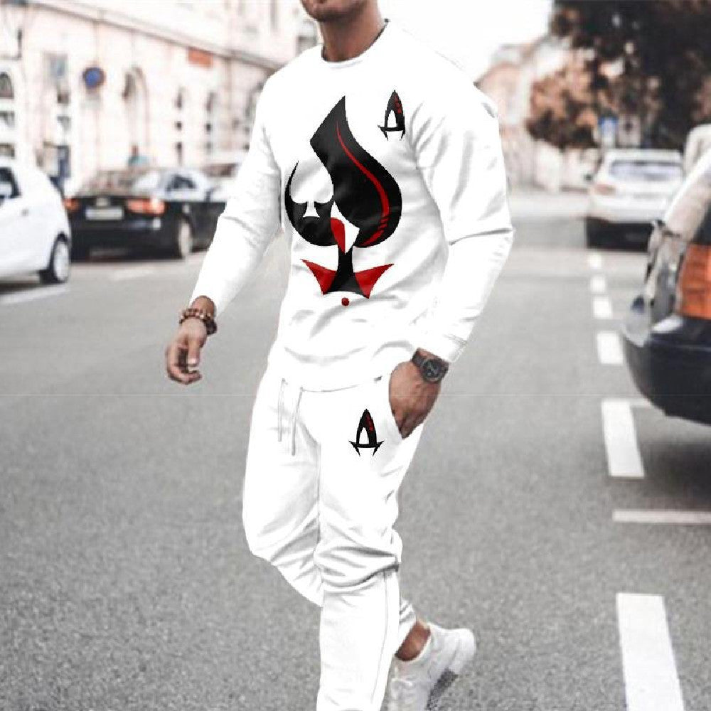3d Digital Printing Crew Neck Sweater Sports Trousers Suit