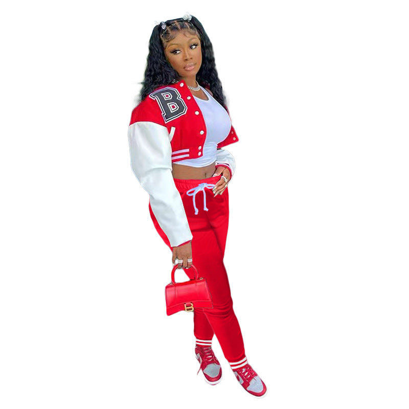 Letter Print Baseball Uniform Sports Suit