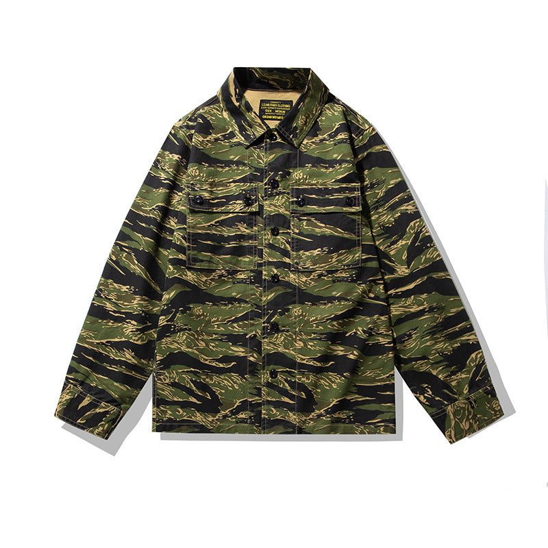 Tiger Pattern Camouflage Workwear Long Sleeve Shirt
