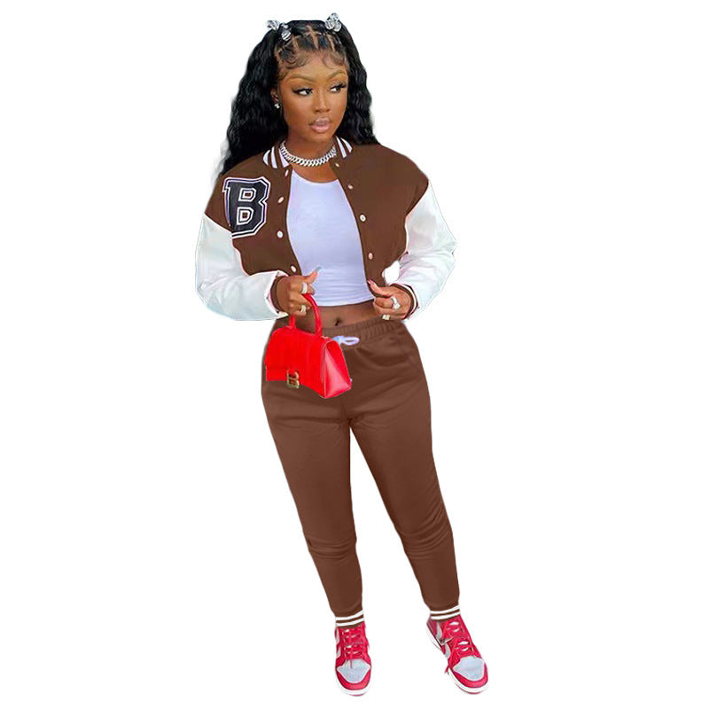 Letter Print Baseball Uniform Sports Suit