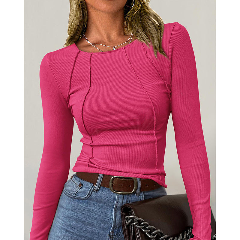 Women Long Sleeve T Shirts Crewneck Slim Fit Tops Going Out Fall Fashion Basic Tee