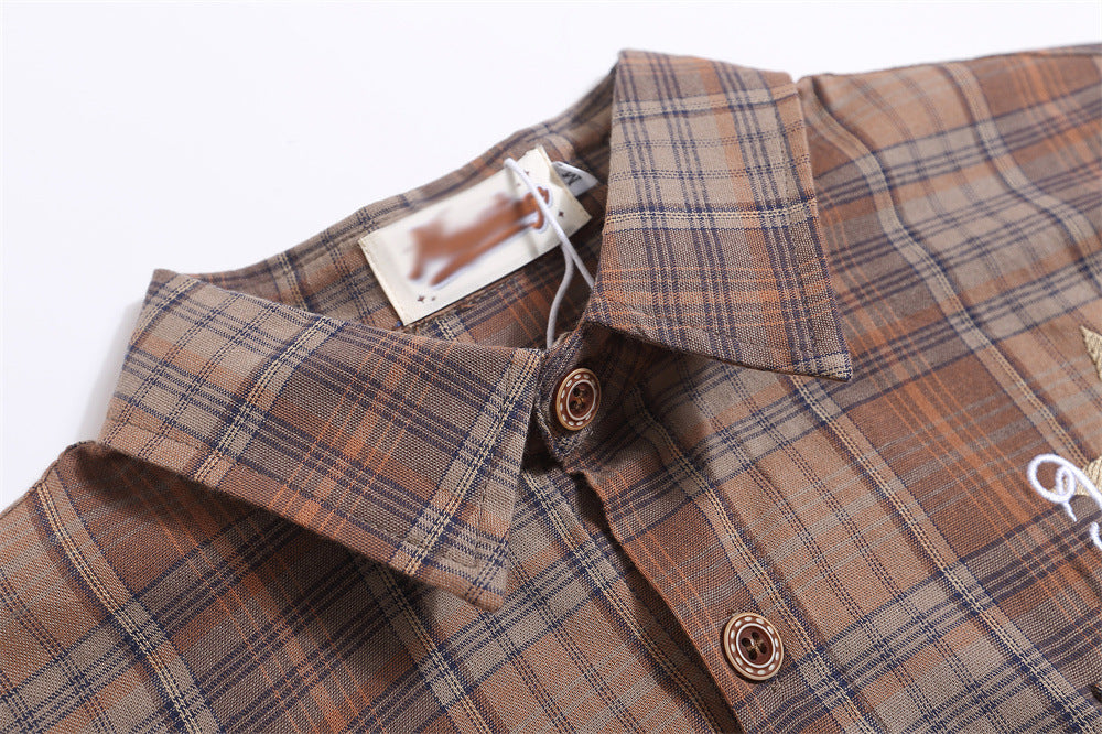 Casual Short Sleeve Plaid Shirt Men