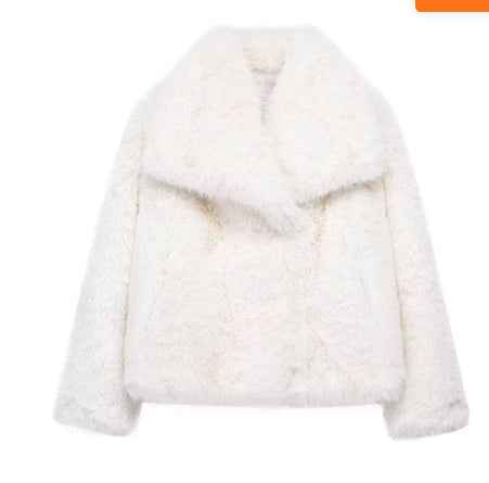 Winter Plush Coat Fashion Warm Thicken Fluffy Lapel Jacket Outwear Casual Long Sleeve Tops Womens Clothing - Urban Stylez Outlet 