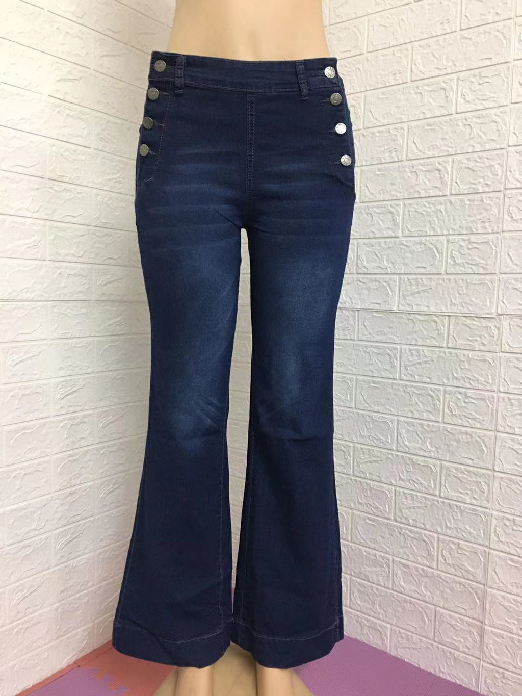 Women's Jeans Button Solid Color Slim Fit
