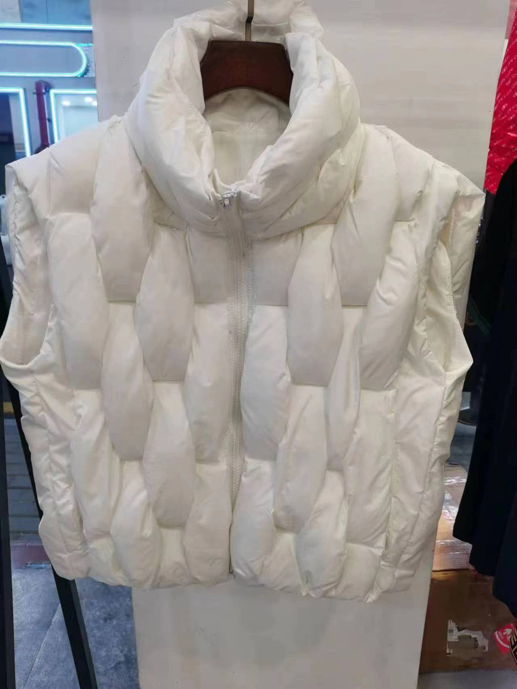 Fried Street Stand Collar Down Women's Cotton Vest