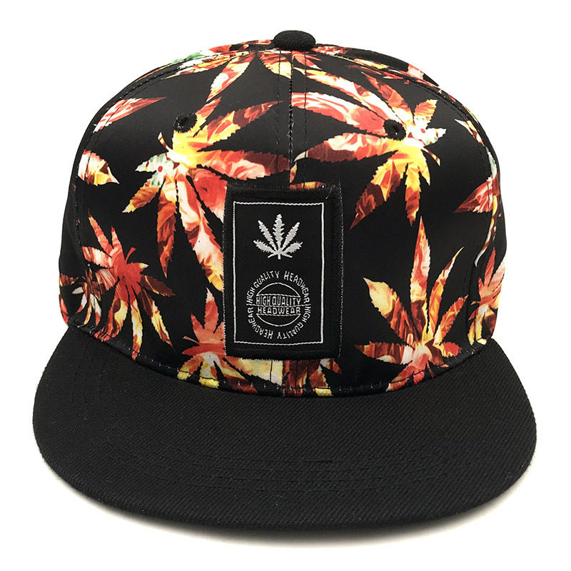 Maple Leaf Floral Fabric Embroidery Hundred Baseball Cap