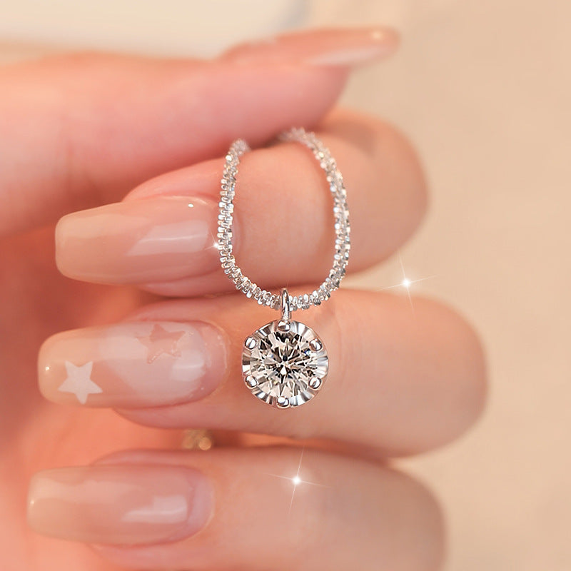 Women's Moissanite Single Diamond Necklace - Urban Stylez Outlet 
