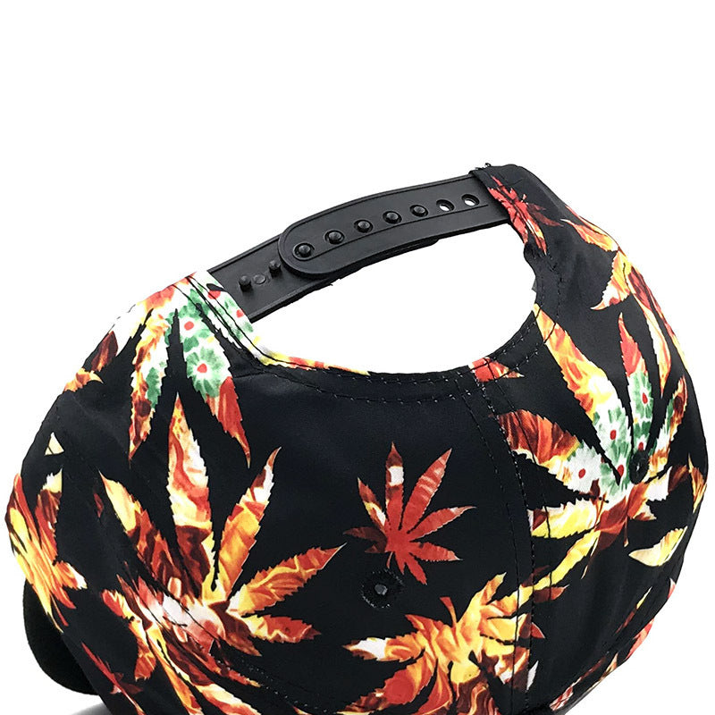 Maple Leaf Floral Fabric Embroidery Hundred Baseball Cap