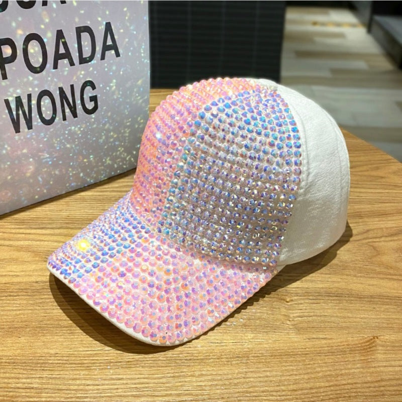 Dual-color Patchwork Diamond Cap Shiny