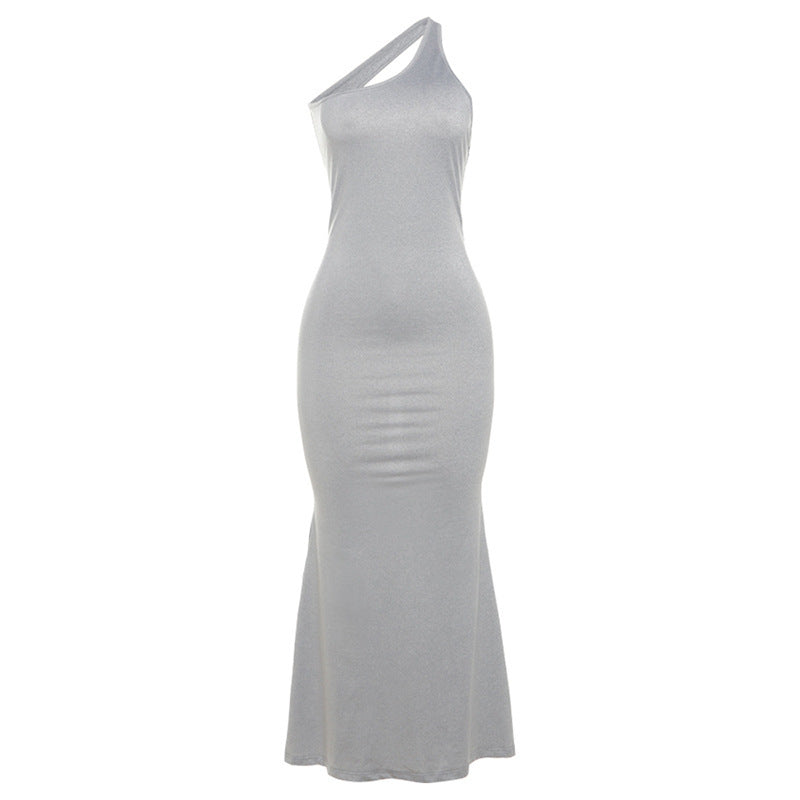 Creative One Shoulder Sleeveless Backless High Waist Slim Fit Dress