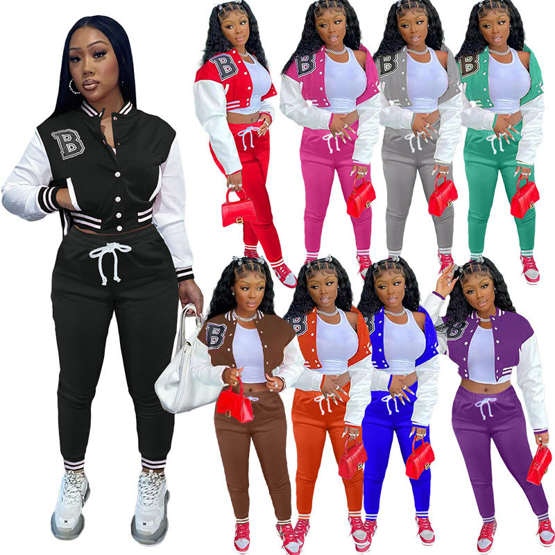 Letter Print Baseball Uniform Sports Suit