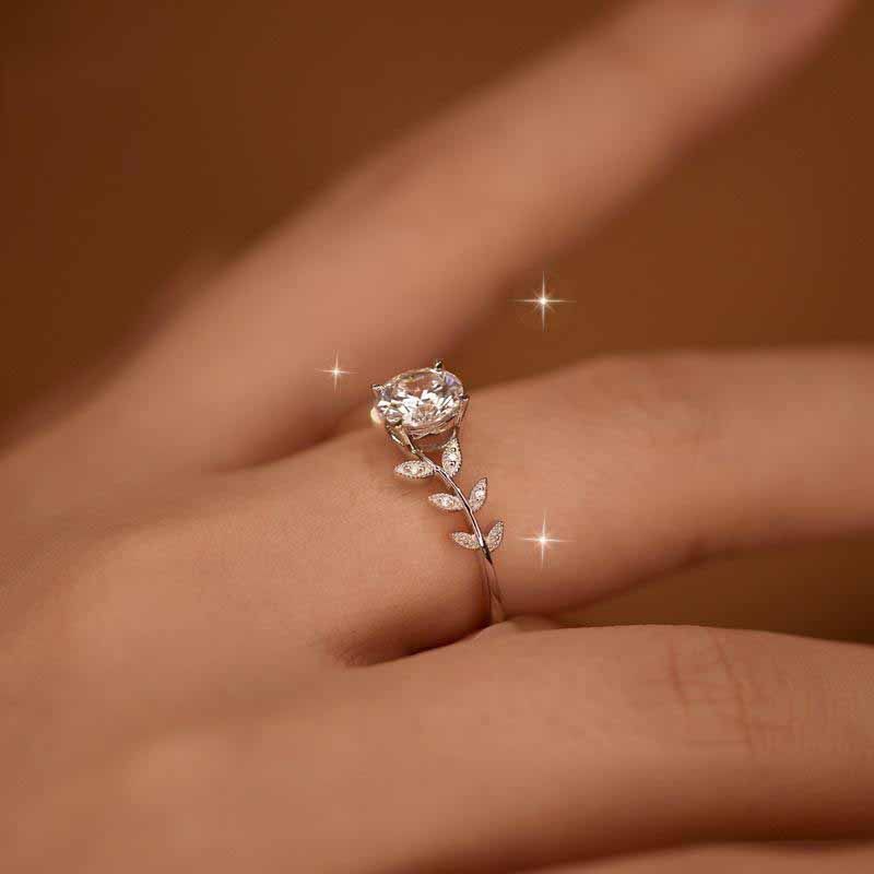 Moissanite Rose Laurel Temperament High-grade Niche Ring - Urban Stylez Outlet 