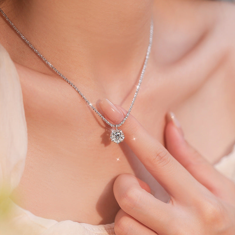 Women's Moissanite Single Diamond Necklace - Urban Stylez Outlet 