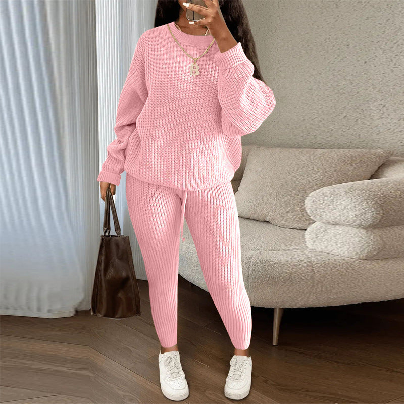 Women's Fashionable Knitted Wool Trousers Suit